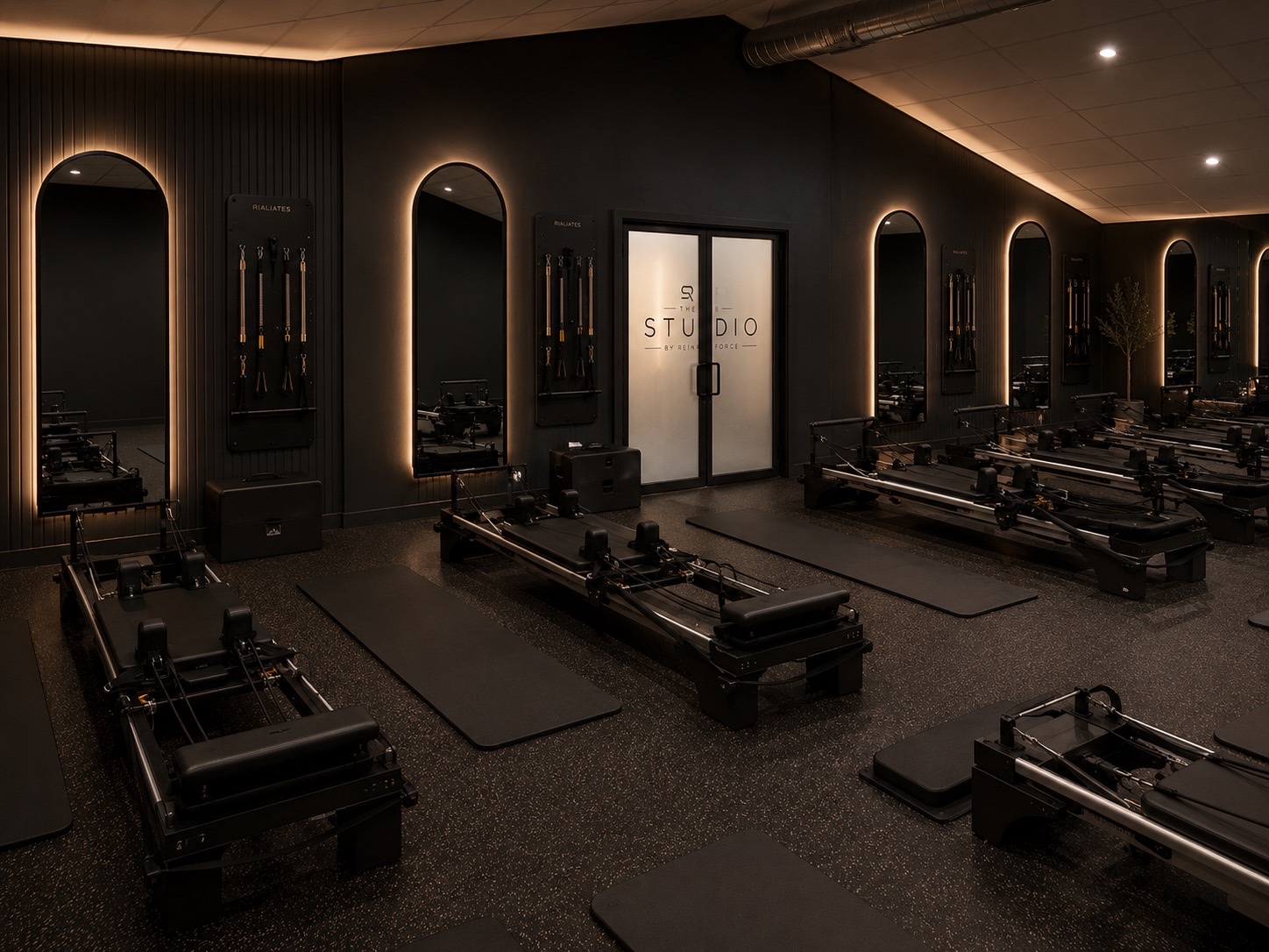 Concept rendering of the planned Studio by Reinforce reformer Pilates room